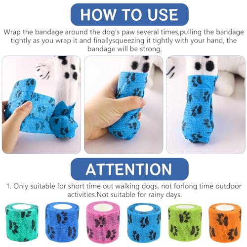Qpets® 18PCS Dog Bandages for Walk Self-Adhesive Pet with Cute Paw Print Design Waterproof Non-Woven Cat Injury Recovery Wrap Lick-Proof Breathable 7.5x5.4cm Total Length 4.5M Qpets® 18PCS Dog Bandages for Walk Self-Adhesive Pet with Cute Paw Print Design Waterproof Non-Woven Cat Injury Recovery Wrap Lick-Proof Breathable 7.5x5.4cm Total Length 4.5M